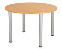 One Fraction Plus Circular Meeting Table 1000mm Beech/Silver