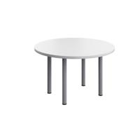 One Fraction Plus Circular Meeting Table 1200mm White/Silver