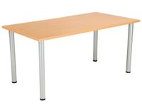One Fraction Plus Rectangular Meeting Table 1600X800 Beech/Silver