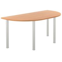 One Fraction Plus Rectangular Meeting Table with D-End (FSC) 1600X800 Beech/Silver