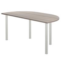 One Fraction Plus Rectangular Meeting Table with D-End (FSC) 1600X800 Grey Oak/Silver
