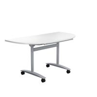 One D-End Tilting Table 1400 X 700 White/Silver