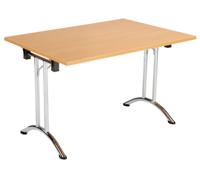 One Union Rectangular Folding Table 1200 X 700 Beech/Chrome