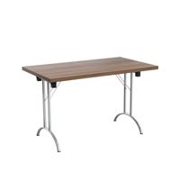 One Union Rectangular Folding Table (FSC) 1200 X 700 Dark Walnut/Chrome