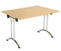 One Union Rectangular Folding Table (FSC) 1200 X 700 Nova Oak/Chrome