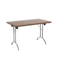 One Union Rectangular Folding Table (FSC) 1200 X 700 Dark Walnut/Silver