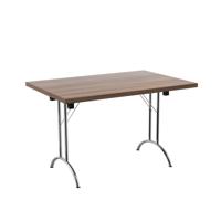 One Union Rectangular Folding Table (FSC) 1200 X 800 Dark Walnut/Silver