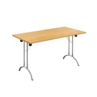One Union Rectangular Folding Table (FSC) 1400 X 700 Nova Oak/Chrome