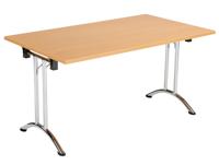 One Union Rectangular Folding Table (FSC) 1400 X 800 Beech/Chrome