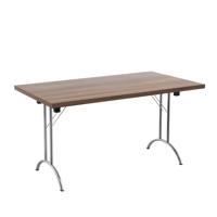 One Union Rectangular Folding Table (FSC) 1400 X 800 Dark Walnut/Chrome