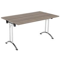 One Union Rectangular Folding Table (FSC) 1400 X 800 Grey Oak/Chrome