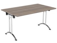 One Union Rectangular Folding Table 1400 X 800 Grey Oak/Chrome
