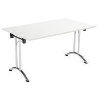 One Union Rectangular Folding Table (FSC) 1400 X 800 White/Chrome