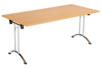 One Union Rectangular Folding Table 1600 X 700 Beech/Chrome