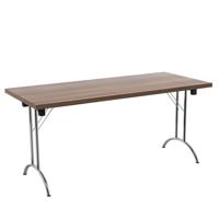 One Union Rectangular Folding Table (FSC) 1600 X 700 Dark Walnut/Silver