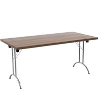 One Union Rectangular Folding Table (FSC) 1600 X 800 Dark Walnut/Chrome