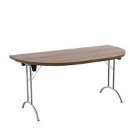 One Union D-End Folding Table (FSC) 1600 X 800 Dark Walnut/Chrome