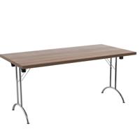 One Union Rectangular Folding Table (FSC) 1600 X 800 Dark Walnut/Silver