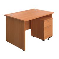 Panel Rectangular Desk + 2 Drawer Mobile Pedestal Bundle 1200X800 Beech/Beech