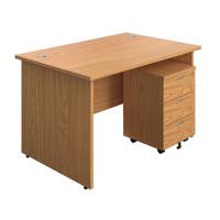Panel Rectangular Desk + 3 Drawer Mobile Pedestal Bundle 1200X800 Nova Oak/Nova Oak