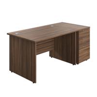 Panel Rectangular Desk + 3 Drawer Desk High Pedestal Bundle 1200X800 Dark Walnut/Dark Walnut