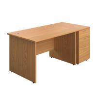 Panel Rectangular Desk + 3 Drawer Desk High Pedestal Bundle 1200X800 Nova Oak/Nova Oak