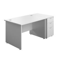 Panel Rectangular Desk + 3 Drawer Desk High Pedestal Bundle 1200X800 White/White