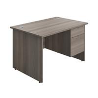 Panel Rectangular Desk + 2 Drawer Fixed Pedestal Bundle 1200X800 Grey Oak/Grey Oak