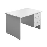 Panel Rectangular Desk + 3 Drawer Fixed Pedestal Bundle (FSC) 1200X800 White/White