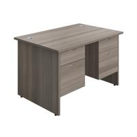 Panel Rectangular Desk + 2 X 2 Drawer Fixed Pedestal Bundle (FSC) 1200X800 Grey Oak/Grey Oak