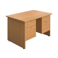 Panel Rectangular Desk + 2 X 2 Drawer Fixed Pedestal Bundle 1200X800 Nova Oak/Nova Oak