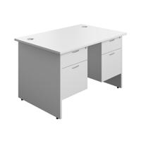 Panel Rectangular Desk + 2 X 2 Drawer Fixed Pedestal Bundle 1200X800 White/White