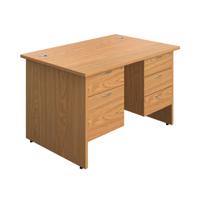 Panel Rectangular Desk + 2 & 3 Drawer Fixed Pedestal Bundle 1200X800 Nova Oak/Nova Oak