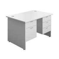 Panel Rectangular Desk + 2 & 3 Drawer Fixed Pedestal Bundle 1200X800 White/White