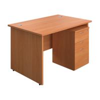 Panel Rectangular Desk + 3 Drawer High Mobile Pedestal Bundle 1200X800 Beech/Beech