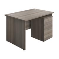 Panel Rectangular Desk + 3 Drawer High Mobile Pedestal Bundle 1200X800 Grey Oak/Grey Oak