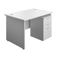 Panel Rectangular Desk + 3 Drawer High Mobile Pedestal Bundle 1200X800 White/White