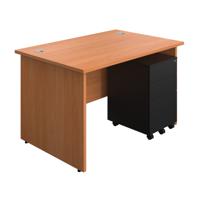 Panel Rectangular Desk + 3 Drawer Steel Pedestal Bundle 1200X800 Beech/Black