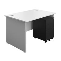 Panel Rectangular Desk + 3 Drawer Steel Pedestal Bundle 1200X800 White/Black