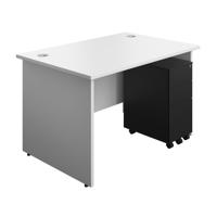 Panel Rectangular Desk + 3 Drawer Slimline Steel Pedestal Bundle 1200X800 White/Black