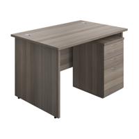 Panel Rectangular Desk + 3 Drawer Under Desk Pedestal Bundle (FSC) 1200X800 Grey Oak/Grey Oak