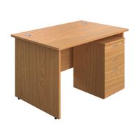 Panel Rectangular Desk + 3 Drawer Under Desk Pedestal Bundle 1200X800 Nova Oak/Nova Oak