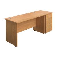 Panel Rectangular Desk + 3 Drawer Desk High Pedestal Bundle 1400X600 Nova Oak/Nova Oak