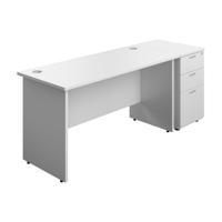 Panel Rectangular Desk + 3 Drawer Desk High Pedestal Bundle 1400X600 White/White