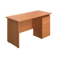 Panel Rectangular Desk + 3 Drawer High Mobile Pedestal Bundle 1400X600 Beech/Beech