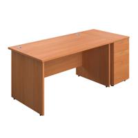Panel Rectangular Desk + 3 Drawer Desk High Pedestal Bundle 1400X800 Beech/Beech