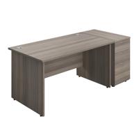 Panel Rectangular Desk + 3 Drawer Desk High Pedestal Bundle (FSC) 1400X800 Grey Oak/Grey Oak