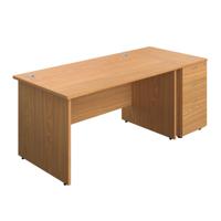 Panel Rectangular Desk + 3 Drawer Desk High Pedestal Bundle 1400X800 Nova Oak/Nova Oak