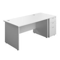 Panel Rectangular Desk + 3 Drawer Desk High Pedestal Bundle 1400X800 White/White