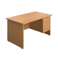 Panel Rectangular Desk + 2 Drawer Fixed Pedestal Bundle 1400X800 Nova Oak/Nova Oak